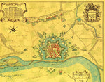 Ansichtkaart - gekleurde manuscriptkaart van de vesting Stevensweert